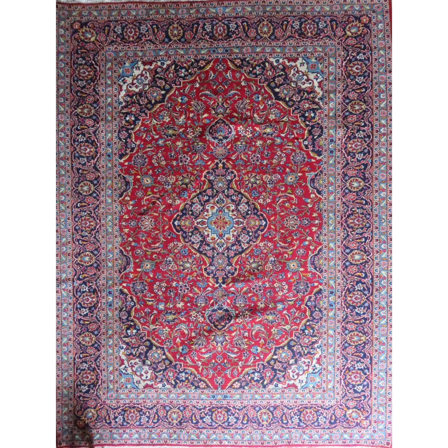 Hand-Knotted Persian Wool Rug _ Luxurious Vintage Design, 12'9" x 10'0", Artisan Crafted